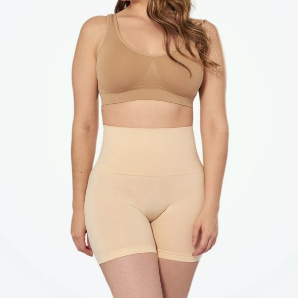 Women's Shapermint Essentials Everyday Smoothing Short 43425 Size X Large Beige - Picture 1 of 12